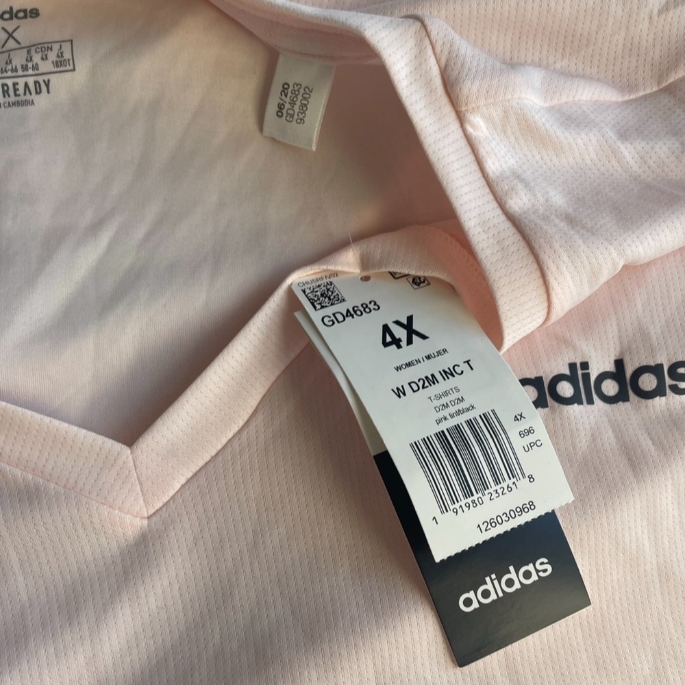 NWT Adidas Women's Designed 2 Move Tee Plus Size light pink workout lounge tee - Picture 4 of 4